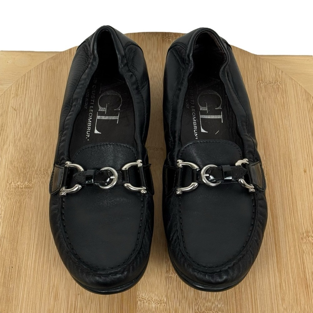 AGL Attilio Giusti Leombruni Black Leather Horse Bit Loafer EU Size 38.5 US 8.5
